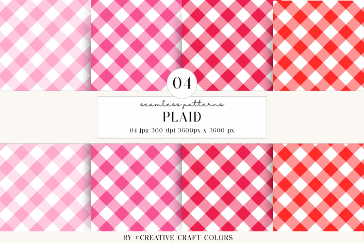 Plaid Gingham Seamless Patterns, rainbow digital papers