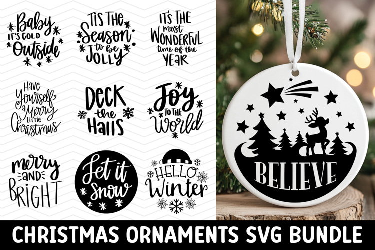 Christmas Ornaments SVG Bundle, christmas round illustration