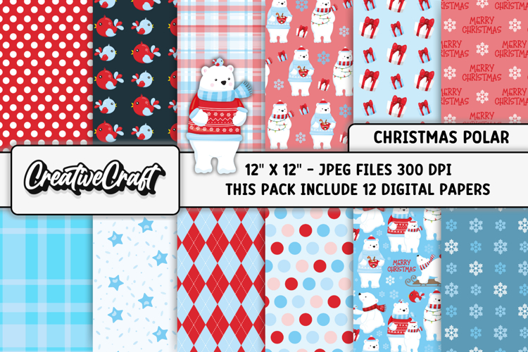 Christmas Polar Digital Paper, christmas digital scrapbook