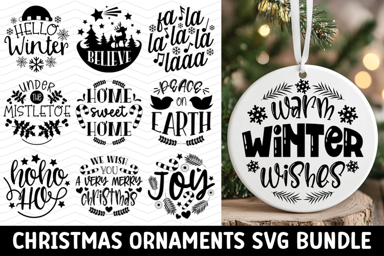 Christmas Ornaments SVG Bundle, christmas round illustration