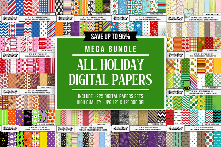 All Holiday Digital Papers Mega Bundle , backgrounds designs