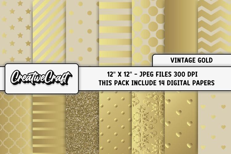 Vintage Gold Digital Papers, vintage gold background designs
