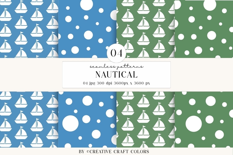 Nautical Seamless Patterns, Digital Papers, Scrapbook Design