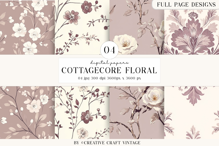 Cottagecore Garden Seamless Pattern watercolor digital paper
