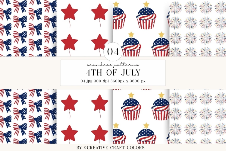 4th of July Seamless Patterns, independence day illustration