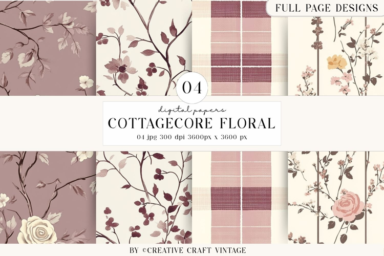Cottagecore Garden Seamless Pattern watercolor digital paper