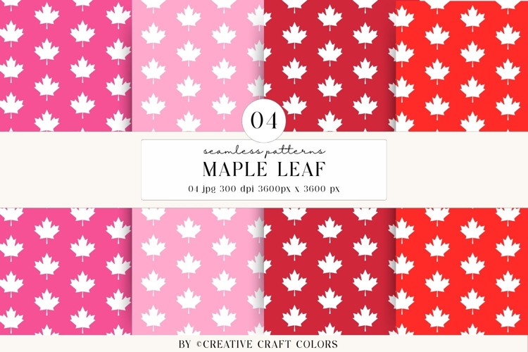 Maple Leaf Seamless Patterns, colors digital paper example image 1