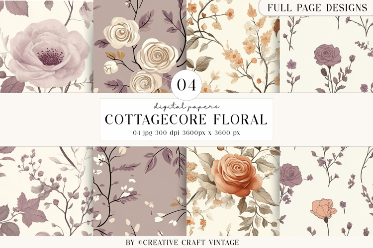Cottagecore Garden Seamless Pattern watercolor digital paper
