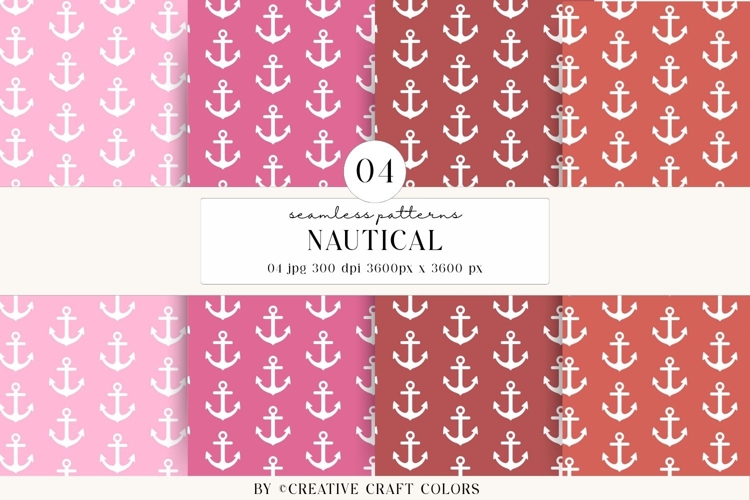 Nautical Seamless Patterns, Digital Papers, Scrapbook Design