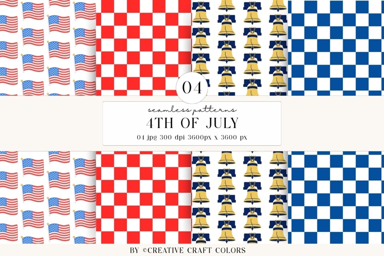 4th of July Seamless Patterns, independence day illustration