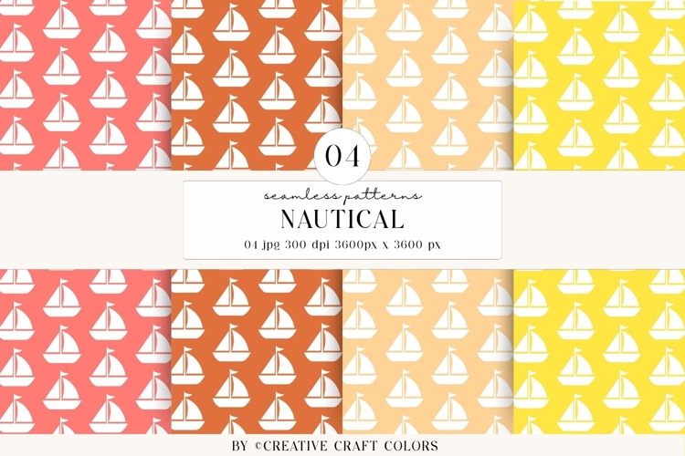 Nautical Seamless Patterns, Digital Papers, Scrapbook Design