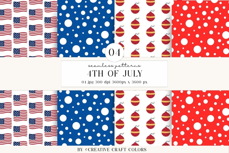 4th of July Seamless Patterns, independence day illustration