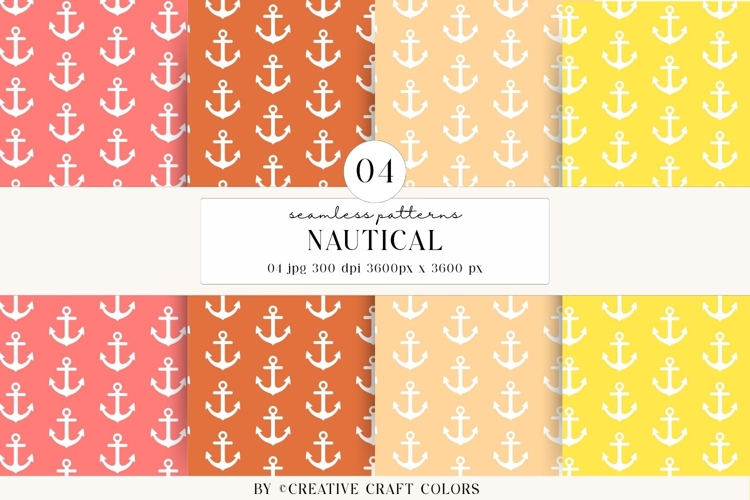 Nautical Seamless Patterns, Digital Papers, Scrapbook Design