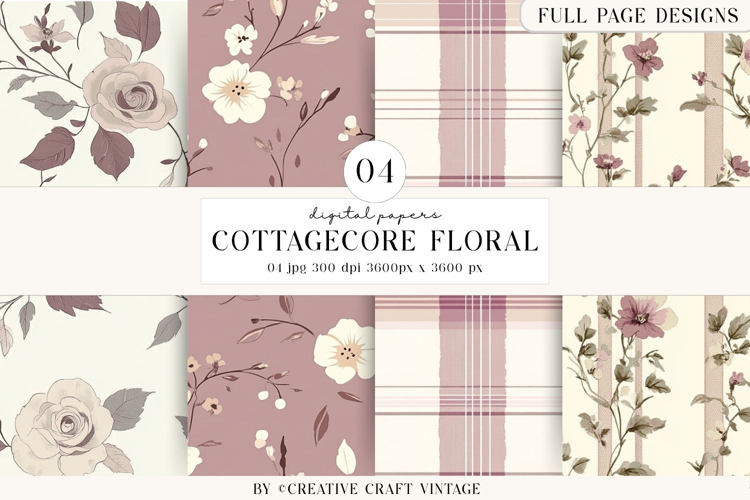 Cottagecore Garden Seamless Pattern watercolor digital paper
