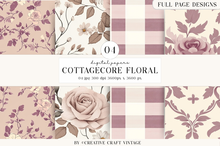 Cottagecore Garden Seamless Pattern watercolor digital paper