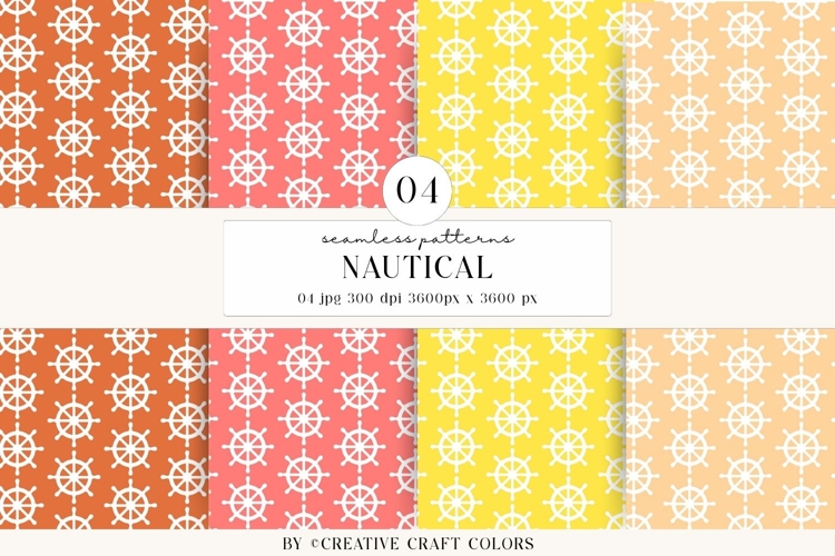 Nautical Seamless Patterns, Digital Papers, Scrapbook Design
