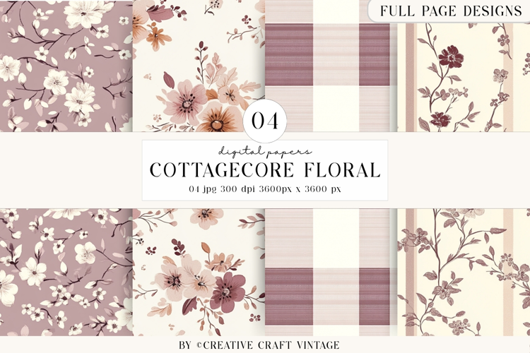 Cottagecore Garden Seamless Pattern watercolor digital paper