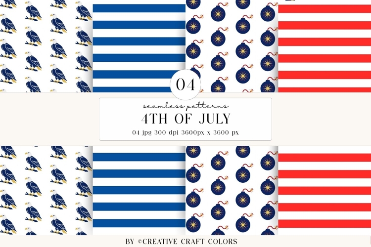 4th of July Seamless Patterns, independence day illustration