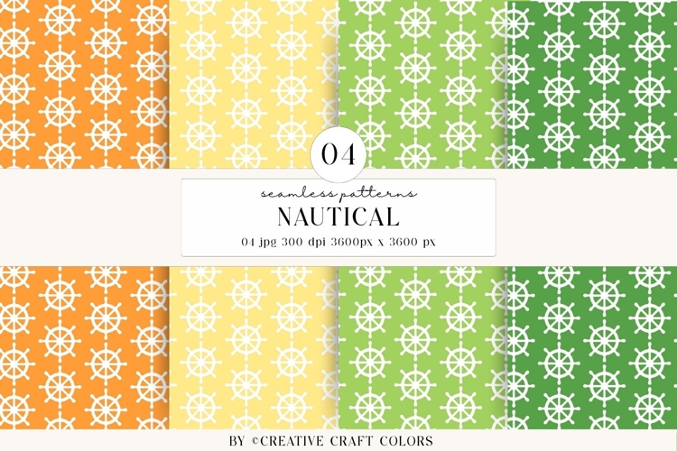 Nautical Seamless Patterns, Digital Papers, Scrapbook Design