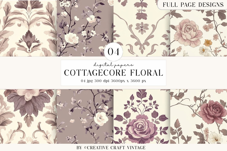 Cottagecore Garden Seamless Pattern watercolor digital paper