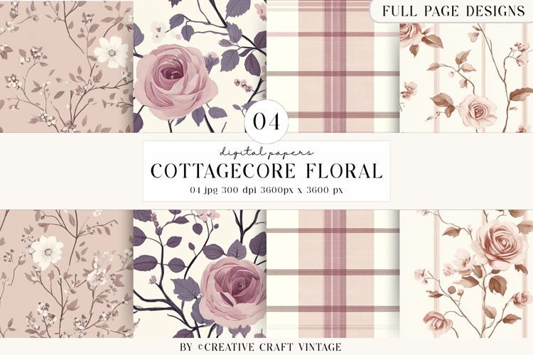 Cottagecore Garden Seamless Pattern watercolor digital paper