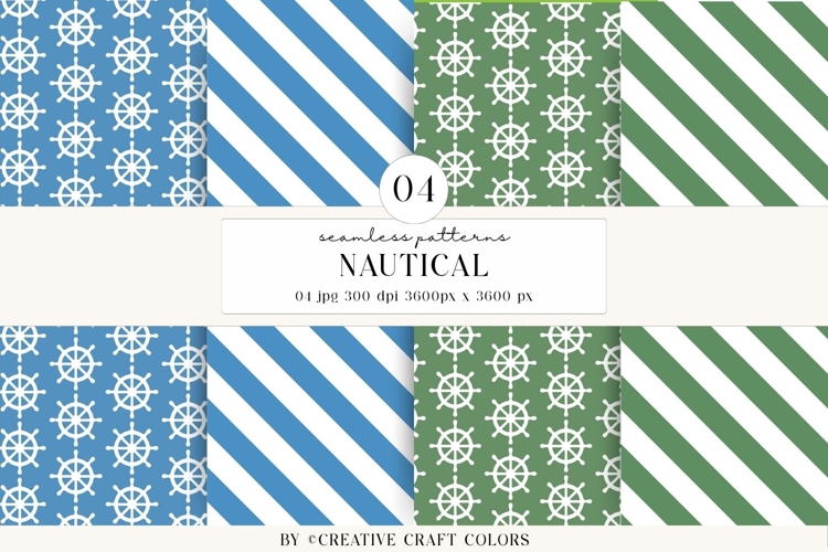Nautical Seamless Patterns, Digital Papers, Scrapbook Design
