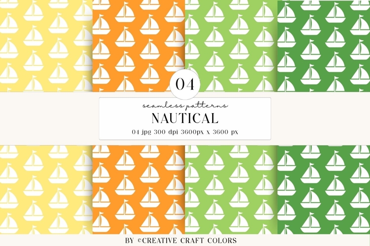Nautical Seamless Patterns, Digital Papers, Scrapbook Design