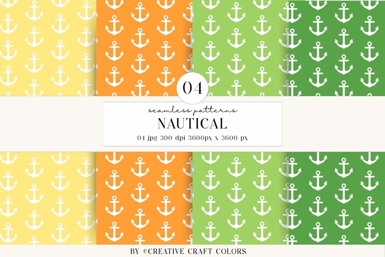 Nautical Seamless Patterns, Digital Papers, Scrapbook Design