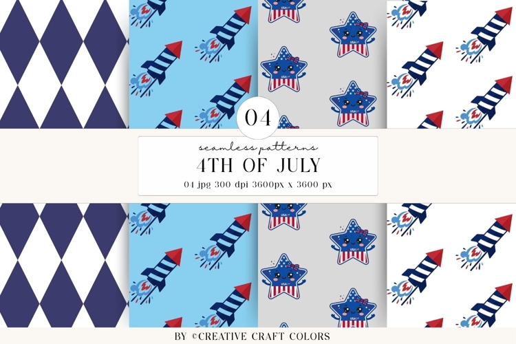 4th of July Seamless Patterns, independence day illustration