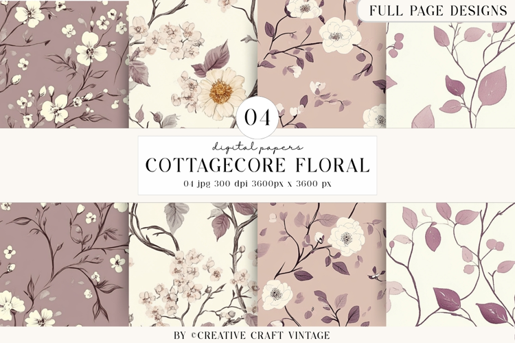 Cottagecore Garden Seamless Pattern watercolor digital paper