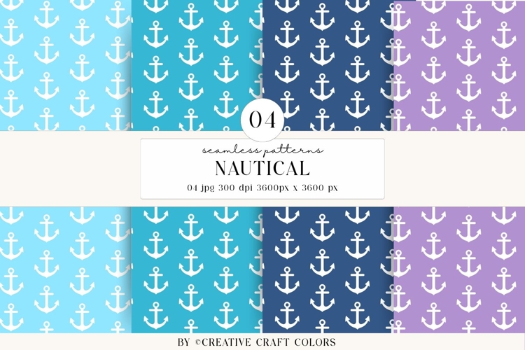 Nautical Seamless Patterns, Digital Papers, Scrapbook Design