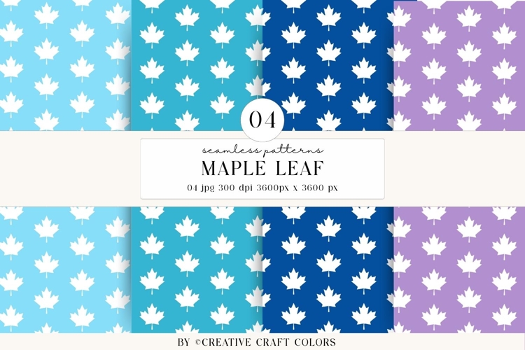 Maple Leaf Seamless Patterns, colors digital paper example image 1