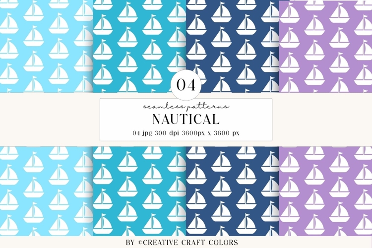 Nautical Seamless Patterns, Digital Papers, Scrapbook Design