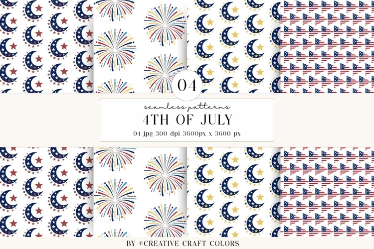 4th of July Seamless Patterns, independence day illustration