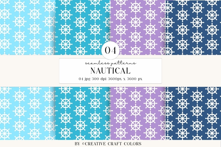 Nautical Seamless Patterns, Digital Papers, Scrapbook Design