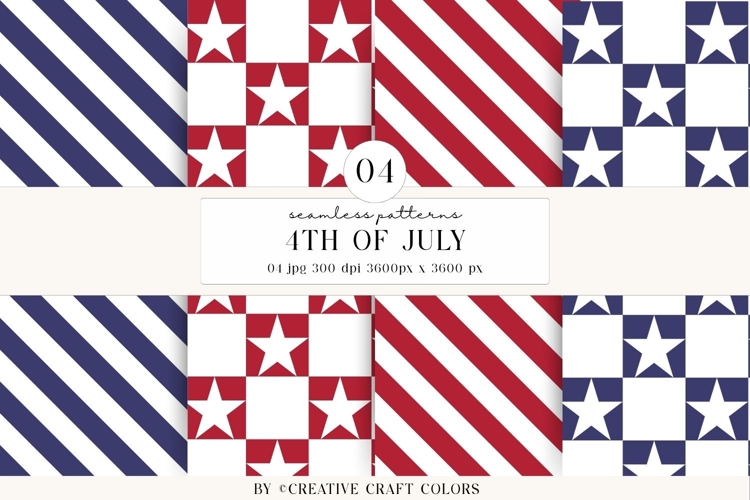 4th of July Seamless Patterns, independence day illustration