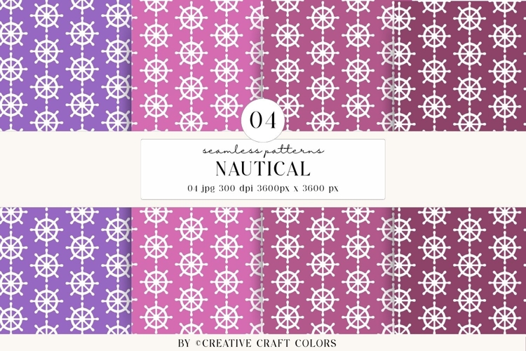 Nautical Seamless Patterns, Digital Papers, Scrapbook Design