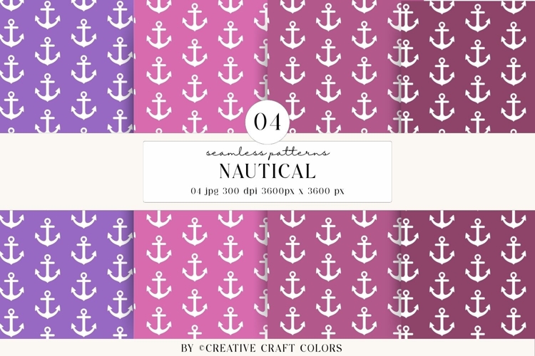 Nautical Seamless Patterns, Digital Papers, Scrapbook Design