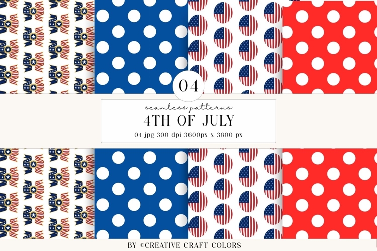 4th of July Seamless Patterns, independence day illustration