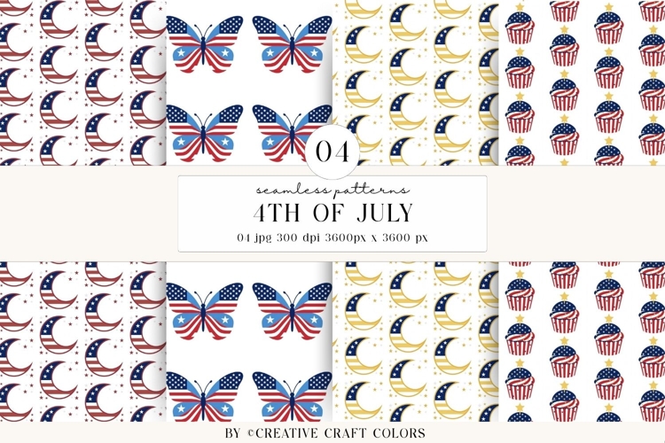 4th of July Seamless Patterns, independence day illustration
