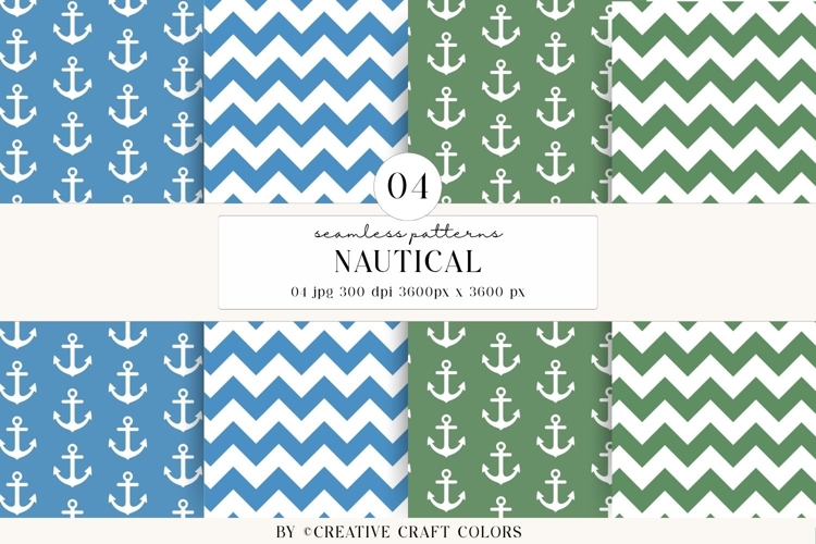 Nautical Seamless Patterns, Digital Papers, Scrapbook Design