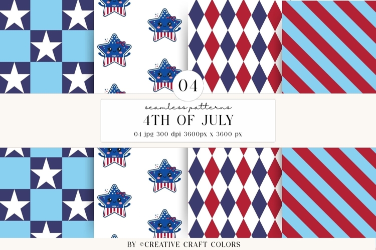 4th of July Seamless Patterns, independence day illustration