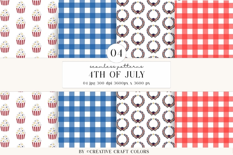 4th of July Seamless Patterns, independence day illustration