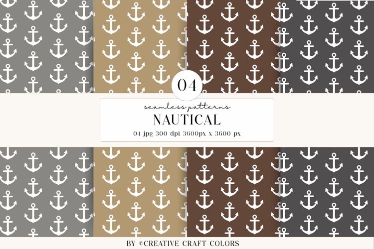 Nautical Seamless Patterns, Digital Papers, Scrapbook Design