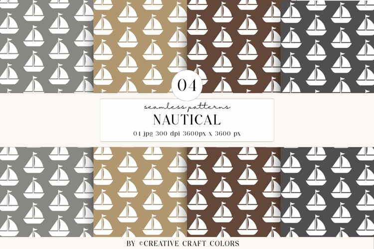 Nautical Seamless Patterns, Digital Papers, Scrapbook Design