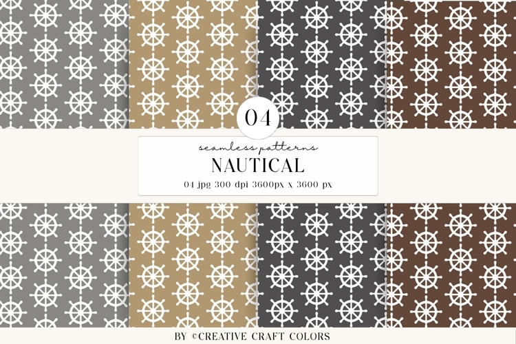 Nautical Seamless Patterns, Digital Papers, Scrapbook Design