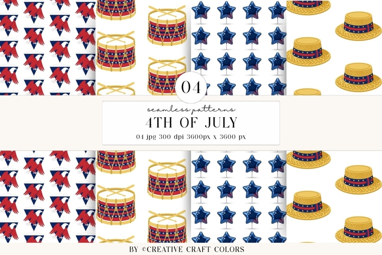 4th of July Seamless Patterns, independence day illustration