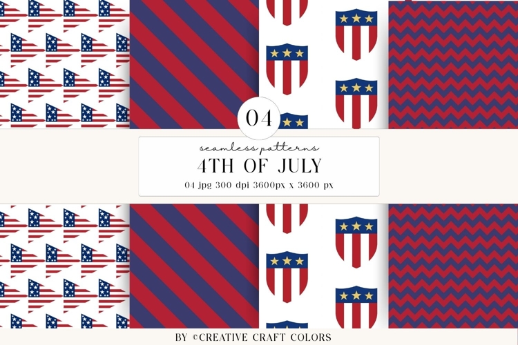 4th of July Seamless Patterns, independence day illustration