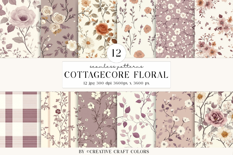 Cottagecore Garden Seamless Pattern watercolor digital paper