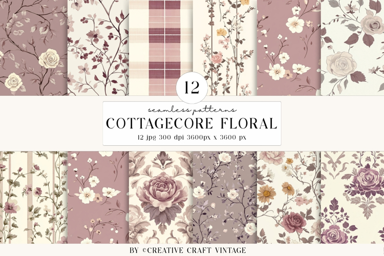 Cottagecore Garden Seamless Pattern watercolor digital paper